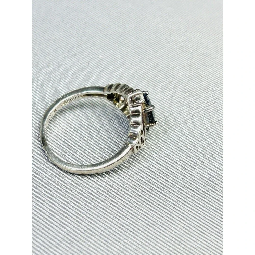 Sterling Silver Size 6 Ring With Dark Blue/Black‎ Faux Stone NVC .925